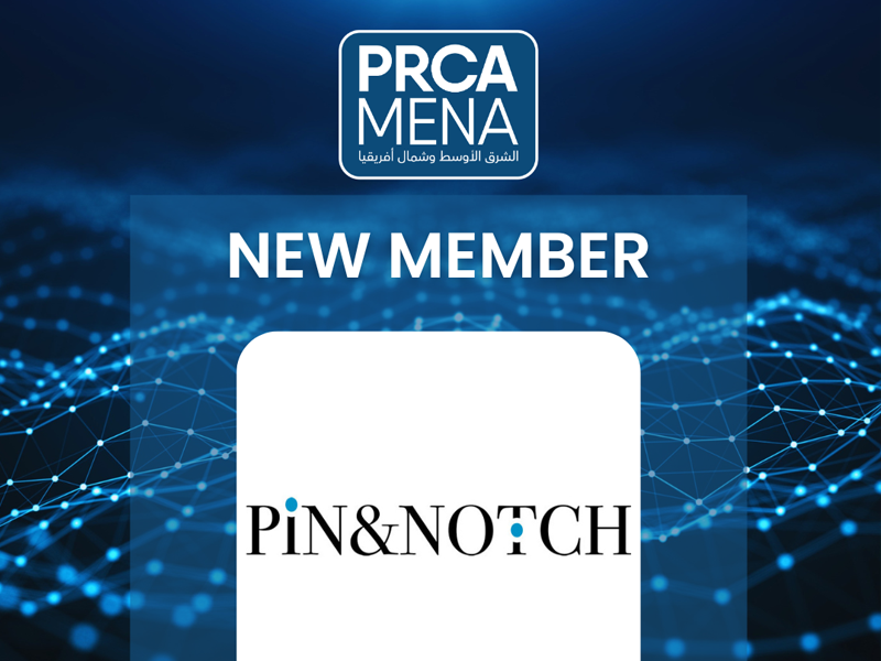 PRCA MENA new member announcement with the Pin&Notch logo