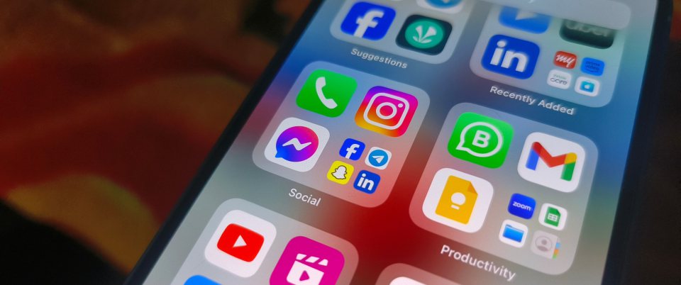 Social media apps on a phone screen